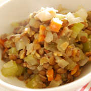 レンズ豆とショートパスタの煮物