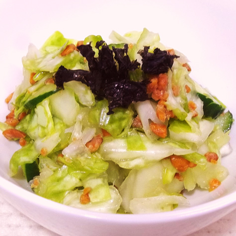 キャベツの梅納豆和え